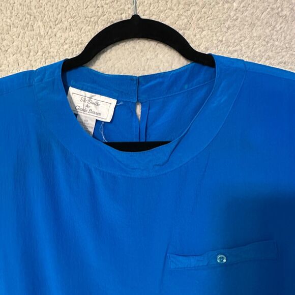 Vintage Silk Studio by Claude Bennett Womens Size 10 Short Sleeve Blouse Casual - Picture 5 of 11